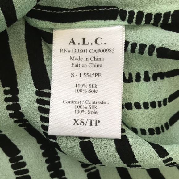A.L.C. Aqua Black Silk Striped Tank Top Size XS - Picture 5 of 8